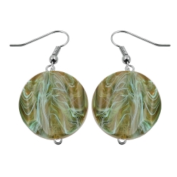 hook earrings marbled beads olive green 