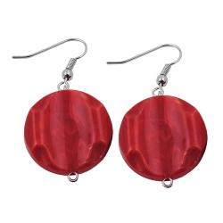 hook earrings marbled beads red