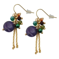 hook earrings stone glass beads multi colour