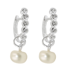 hoop earring pearl zirconia silver 925