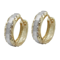 hoop earrings 14x4mm hinged hoop bicolor diamond 9k gold