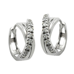 hoop earrings, cubic zirconia, silver 925