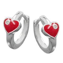 hoop earrings, heart 6mm, silver 925
