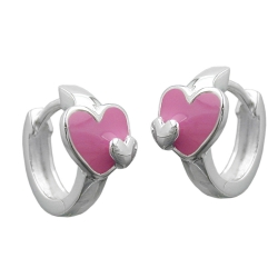 hoop earrings, heart, silver 925