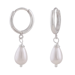 hoop earrings imitation pearl silver 925