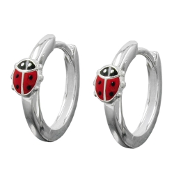 hoop earrings, ladybird, silver 925