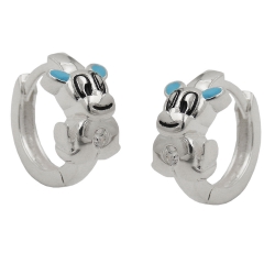 hoop earrings, little dog, silver 925