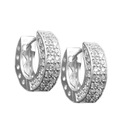 hoop earrings, white zirconia, silver 925