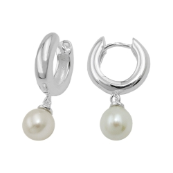hoop earrings with pearl silver 925