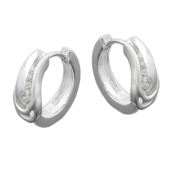 hoop earrings, zirconia, silver 925