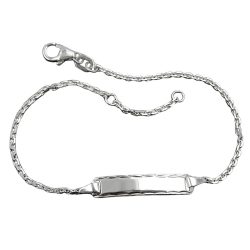 id bracelet 1,5mm anchor chain bracelet with engraving plate 25x5x1mm rhodium plated silver 925 18cm