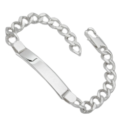 id-bracelet 8x3mm wide curb chain with engraving plate 40x9x1.4mm silver 925 20cm