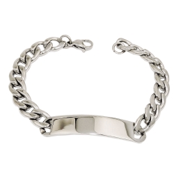 ID bracelet, curb chain, stainless steel