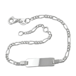 id bracelet for children 2.2mm figaro chain engraving plate 21x5mm silver 925 16cm