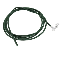 leather strap round cord cowhide 2mm fir green colored with 1x clasp silver colored ca. 1m