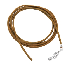 leather strap round cord cowhide 2mm olive green khaki colored with 1x clasp silver colored ca. 1m