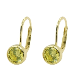 leverback earrings 15x7mm cubic zirconia green 9k gold