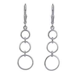 leverback earrings, 3 rings, silver 925
