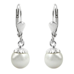 leverback earrings, bead, silver 925