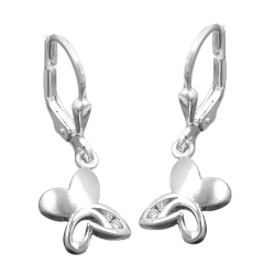leverback earrings, butterfly, silver 925