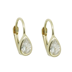 leverback earrings drop white 9K GOLD