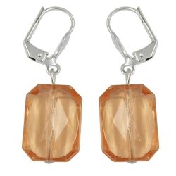 leverback earrings grinded rectangle salmon orange