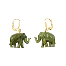 leverback earrings mini elephant olive