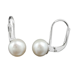 Leverback Earrings, Pearl, Silver 925