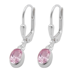 leverback earrings, pink, silver 925