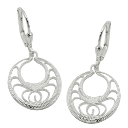 leverback earrings, round, silver 925