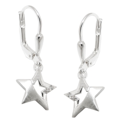 leverback earrings, star, silver 925