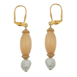 leverback earrings wooden beads and square