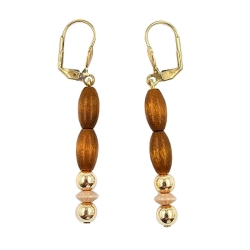 leverback earrings wooden brown gold coloured
