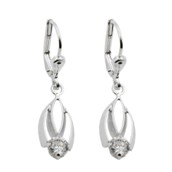 leverback earrings, zirconia, silver 925
