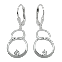 leverback/hook earrings 36x13mm double circle eight with zirconia shiny silver 925