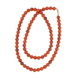 necklace 10mm beads orange-black-marbled