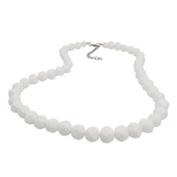 necklace 10mm not quite round plastic beads white shiny 50cm
