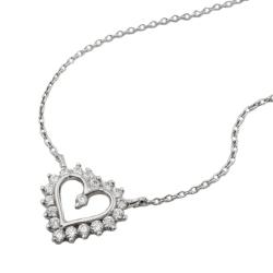 necklace 1.1mm heart with zirconias silver 925 43cm