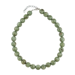 necklace 14mm beads green-brown-marbled