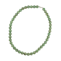 necklace 14mm beads green-brown-marbled