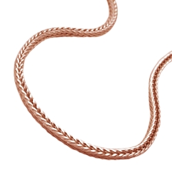Necklace 1.5mm foxtail chain square rose gold plated 10 milliem gold plated silver 925 42cm