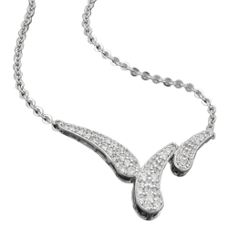 necklace 1.7mm pendant with zirconias rhodium plated silver 925 43cm