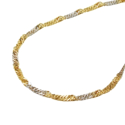 necklace 1.8mm singapore chain bicolor 9kt gold 45cm