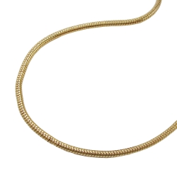 Necklace 1mm thin round snake chain shiny gold-plated AMD 60cm