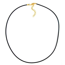 necklace, 2mm, rubber band, gold plated clasp, 50cm