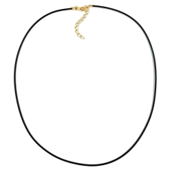 necklace, 2mm, rubber band, gold plated clasp, 55cm