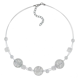 necklace 3x disk white glitter