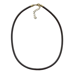 necklace, 4mm rubber, clasp gold-plated