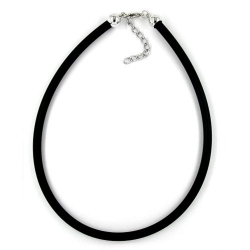 necklace, 6mm rubber, silver clasp