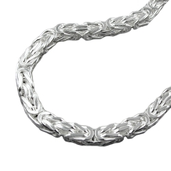 necklace 8x8mm square byzantine chain shiny silver 925 80cm